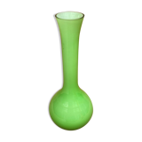 Old Vase Soliflore MURANO Multilayer Glass Green & White Vintage #B092