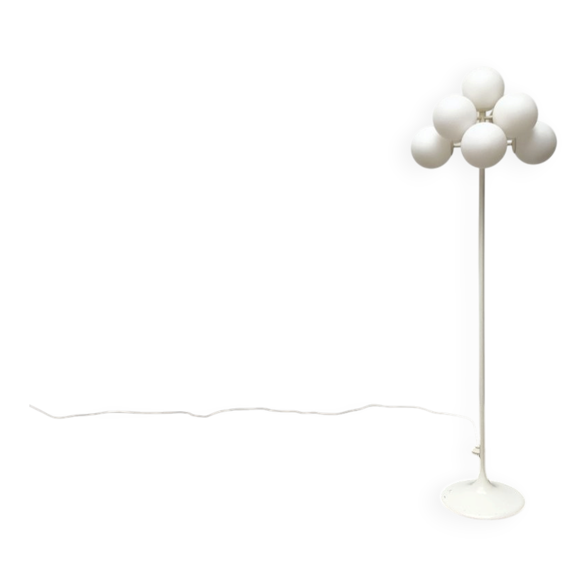 Minimalist glass and metal floor lamp from Switzerland, mid-century by E.R. Nele for Temde, 1960s.