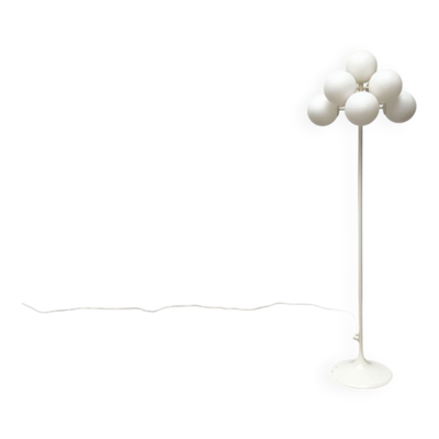 Lampadaire en verre et métal minimaliste suisse milieu du siècle par E.R. Nele pour Temde, années 1960