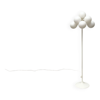 Minimalist glass and metal floor lamp from Switzerland, mid-century by E.R. Nele for Temde, 1960s.