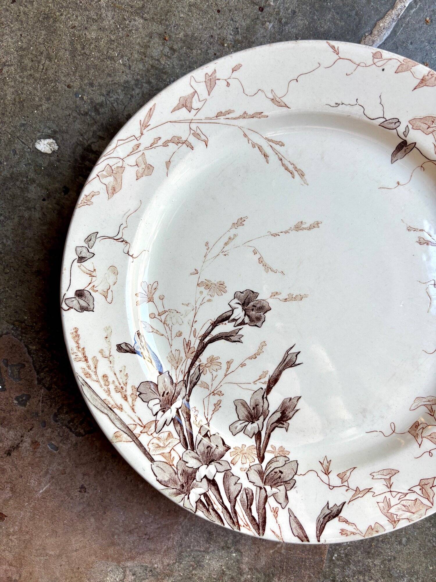 Ironware cake plate from Creil and Montereau, "Glaïeul" service