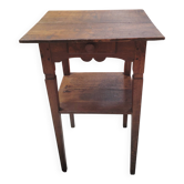 Petite table d'appoint rustique en chêne massif avec tiroir début XXe
