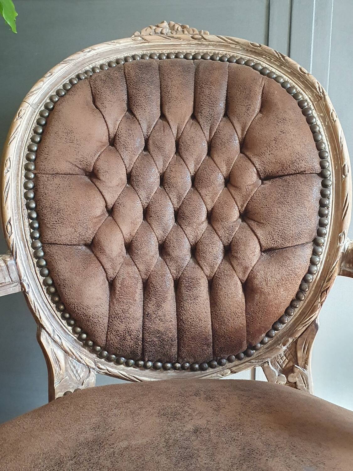 Baroque suede armchair