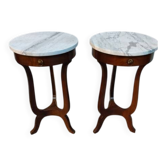 Pair of Empire style side tables, wood and marble.