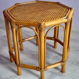 Table basse vintage en rotin