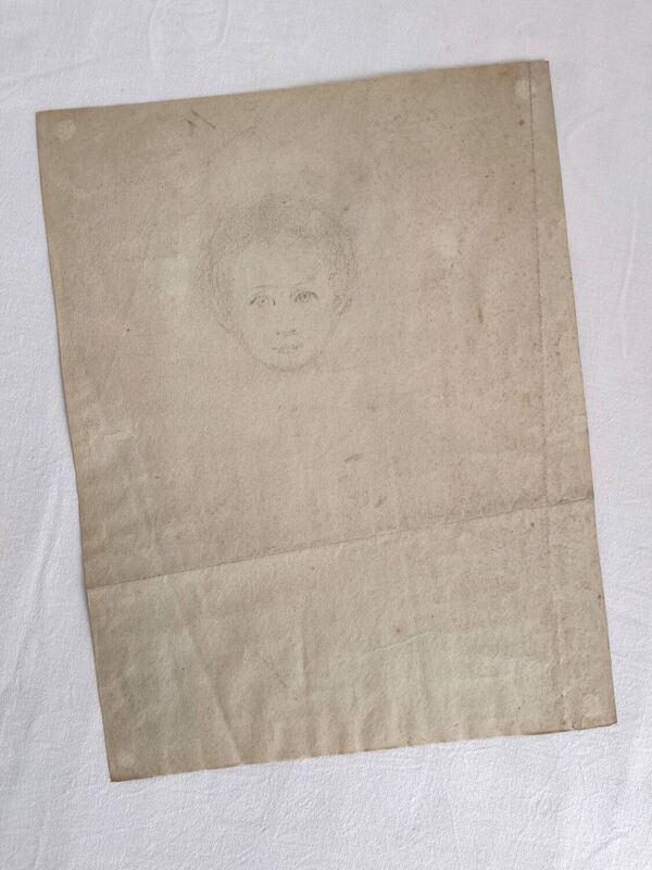 Dessin ancien au pastel sur papier portrait de femme