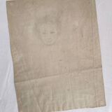 Dessin ancien au pastel sur papier portrait de femme