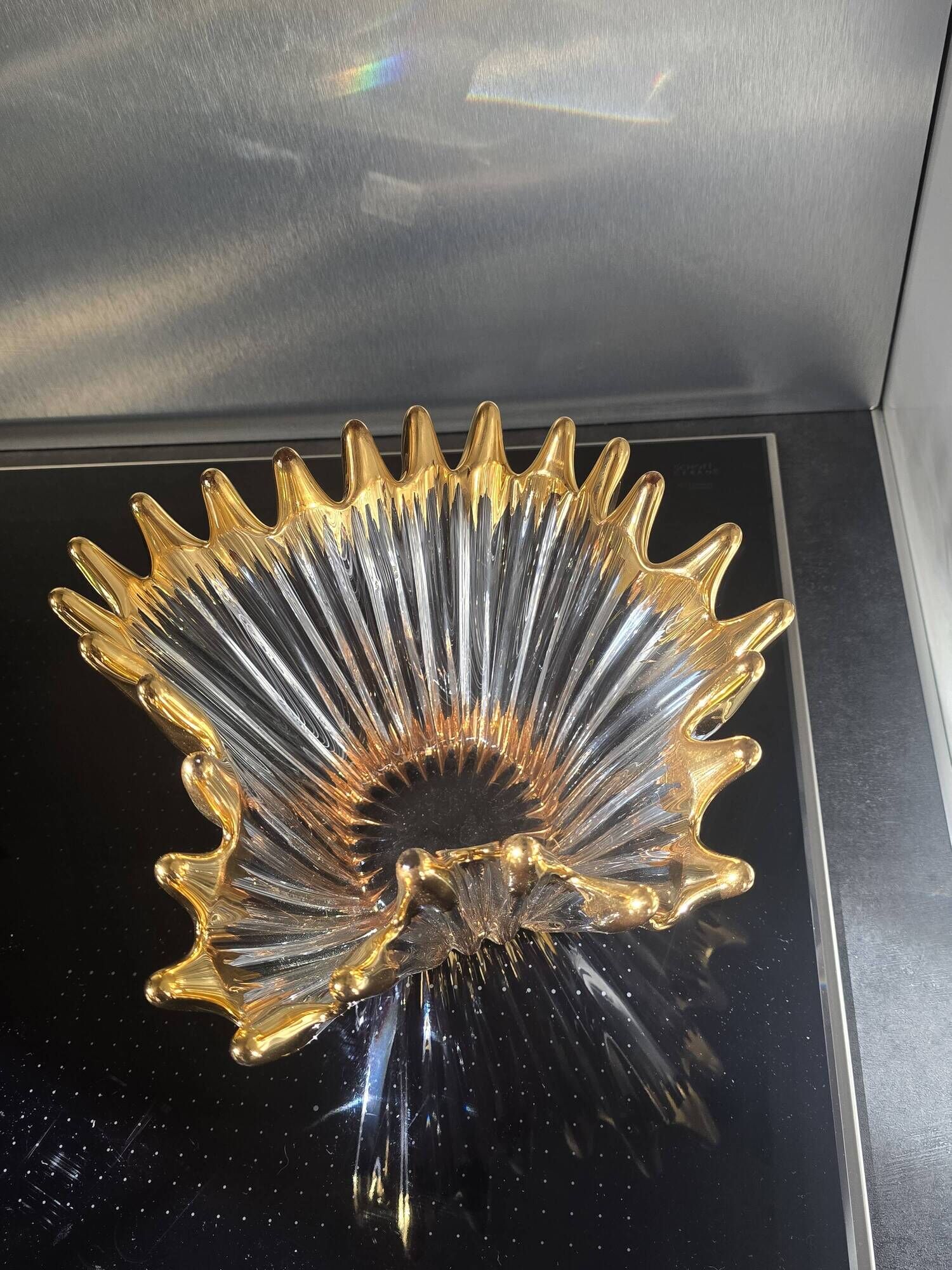 Free-form crystal bowl with fine gold gilding – Vintage 1950s/1960s