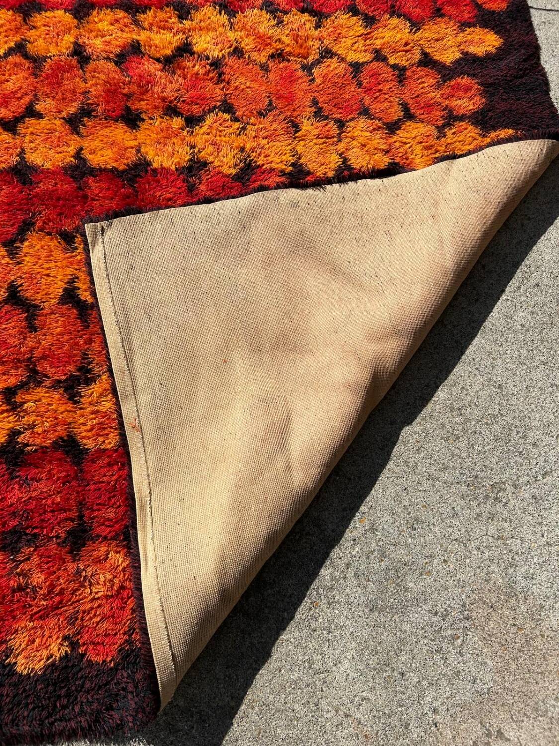 Large Vintage Scandinavian Space Age Wool Rug Circa 1970