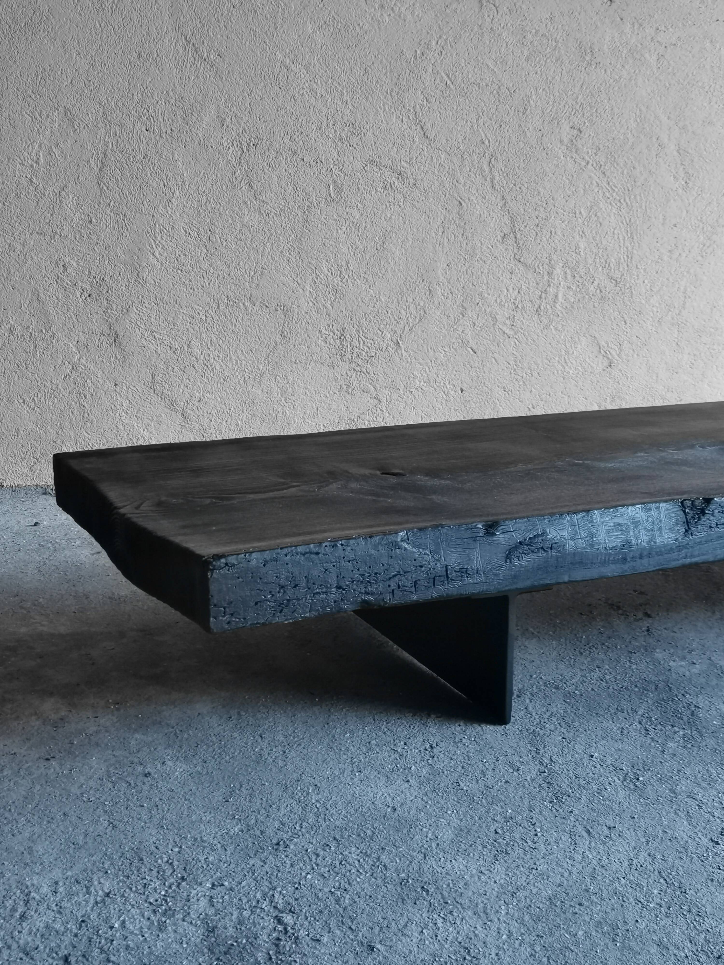Wabi-sabi burnt wood coffee table