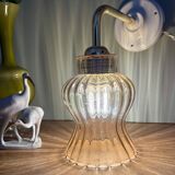 Vintage tulip angled wall light in amber glass