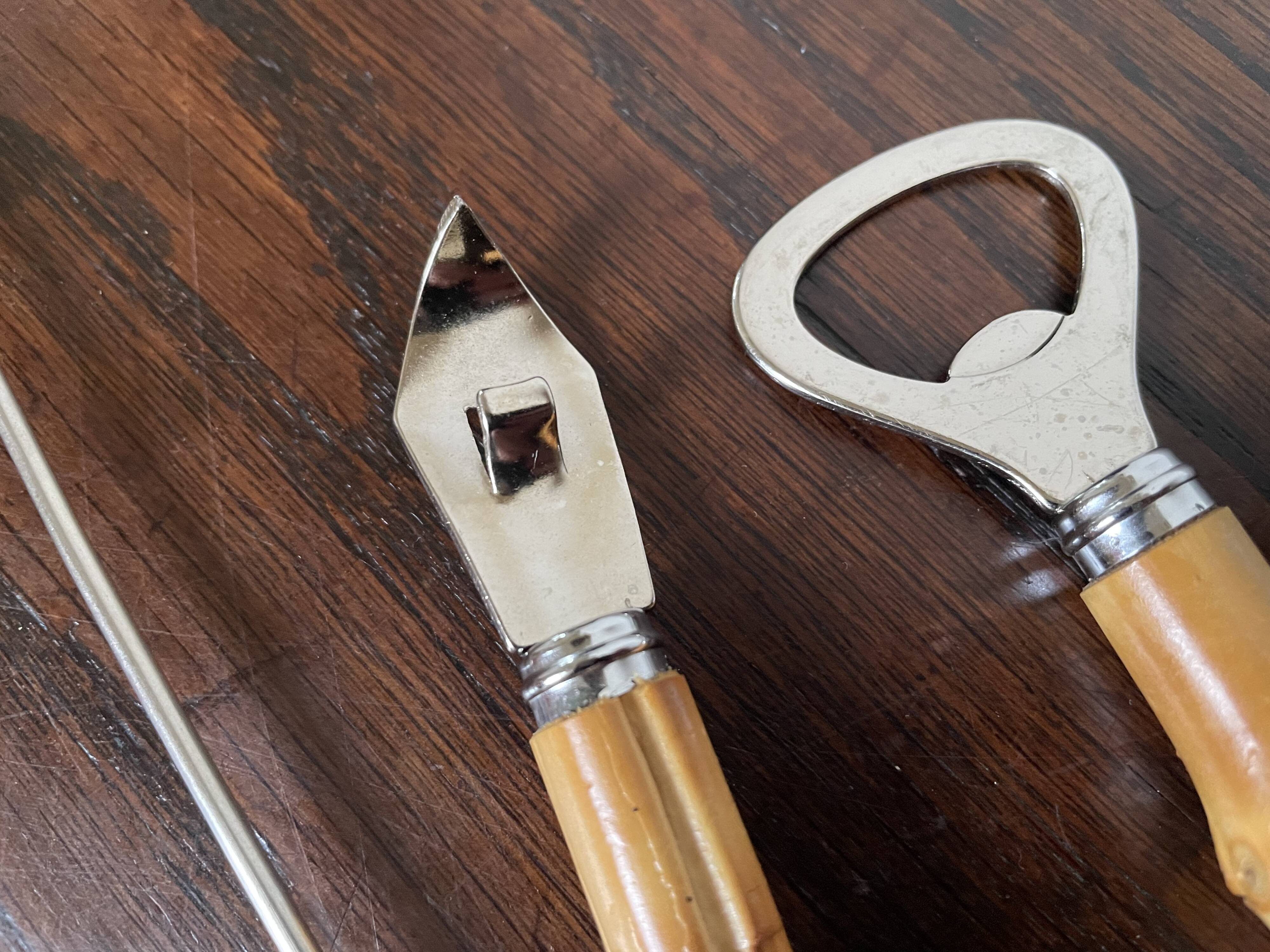 Bamboo handle bottle opener serving cutlery