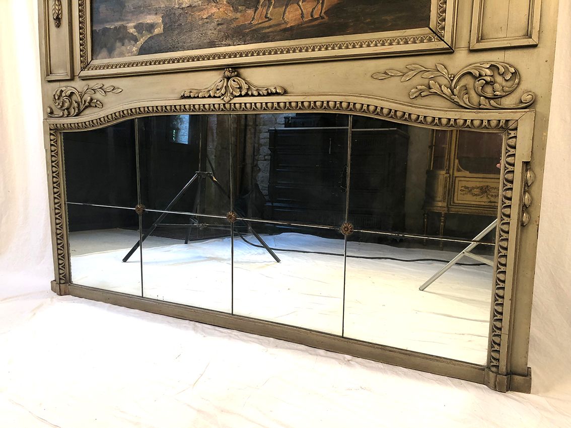Louis XVI style trumeau in 19th century lacquered wood 196x172cm
