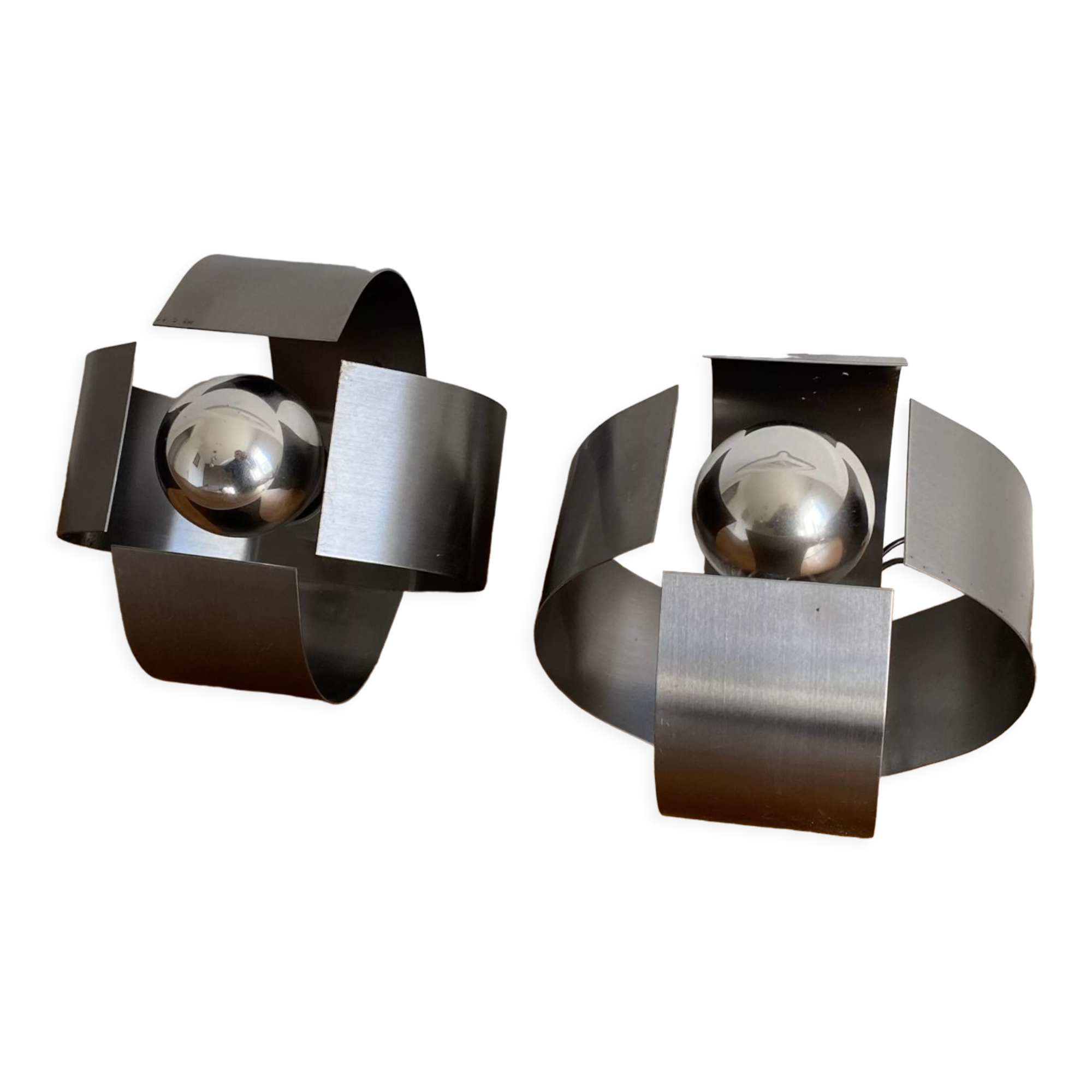 Pair of "Space age" wall lamps. 1970s