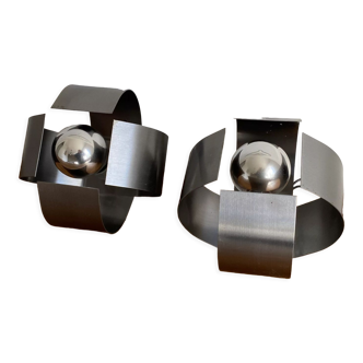 Pair of "Space age" wall lamps. 1970s