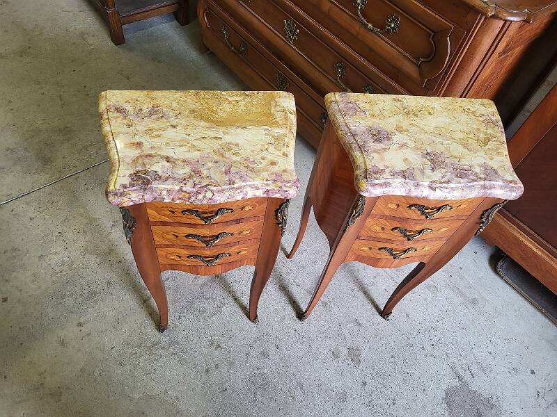 Pair of rosewood bedside tables with marble top n° 2