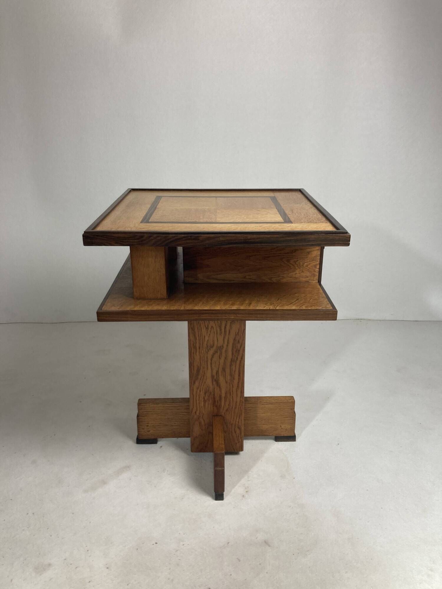 Dutch art deco Amsterdam school oak and coromandel side table, 1930s