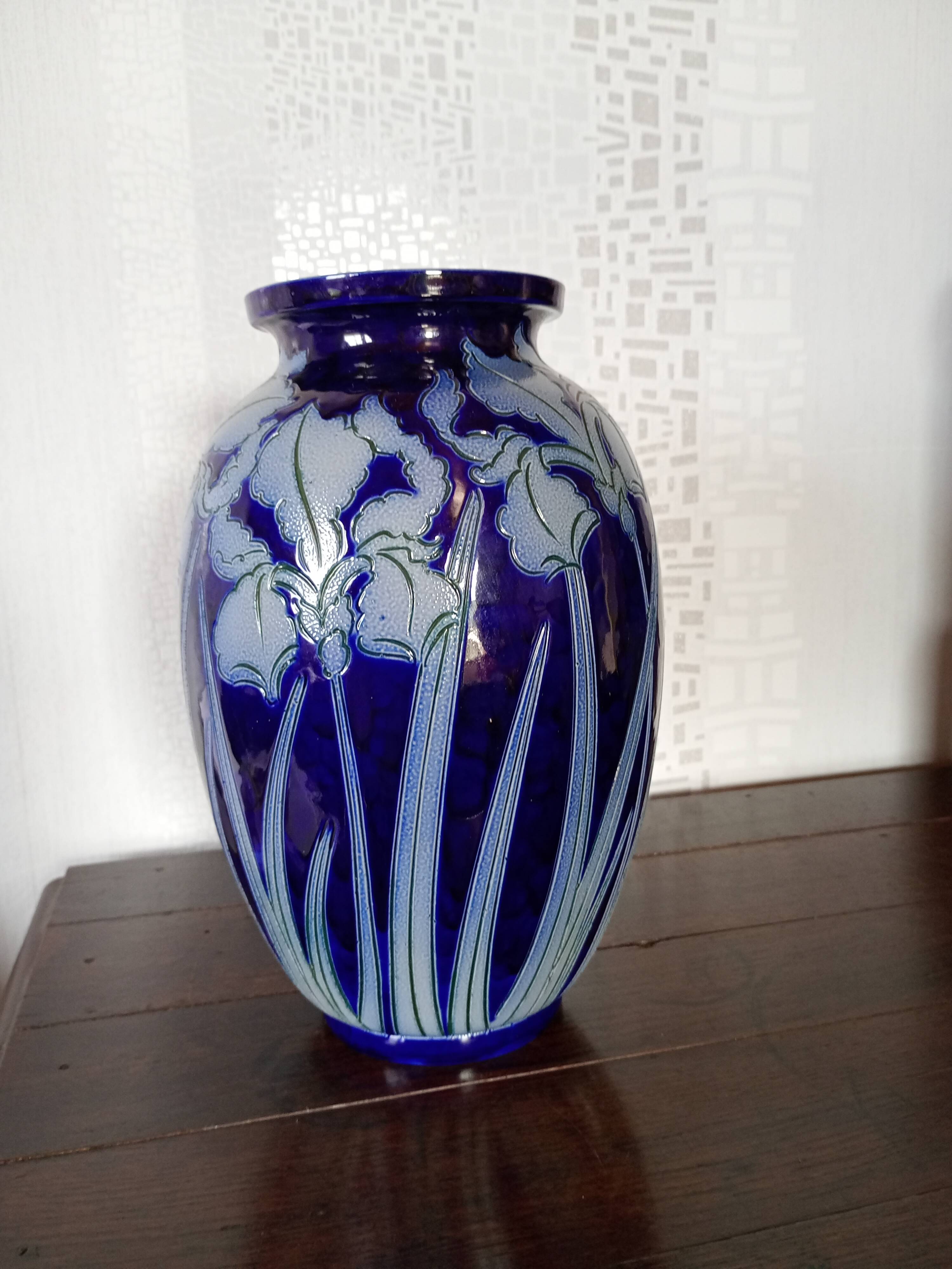 Betschdorf - Large Iris Vase in cobalt blue glazed stoneware