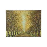 Large Vintage Painting on Canvas Perspective Trees Signed