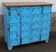 Casier ancien en métal bleu avec plateau bois
