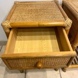Pair of vintage rattan bedside tables