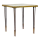 End table in gold metal, white marble top. 60s