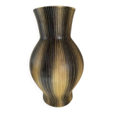 Saint Clément ceramic vase from the 50s, black and yellow