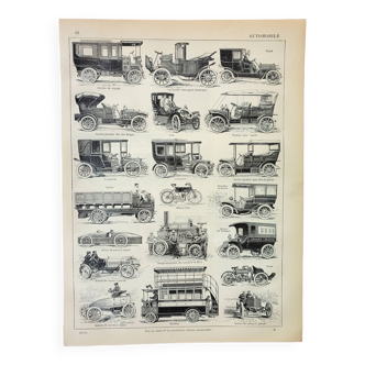 Old engraving from 1898 • Old car, automobile