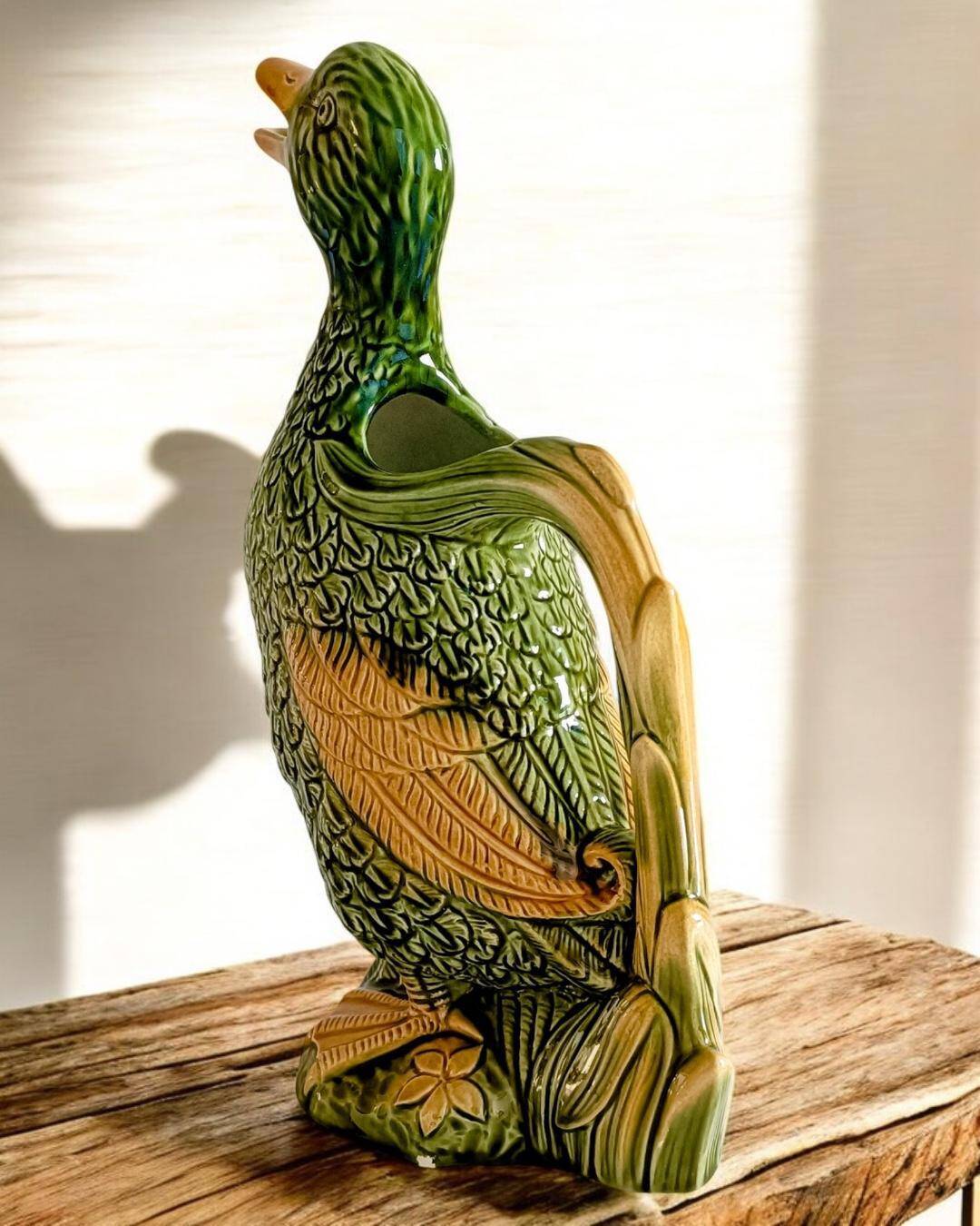 Majolica Duck Pitcher by Keller & Guérin, France, Art Nouveau, 1890