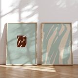 Pair of giclee prints, abstract wall art set of two, 50x70cm