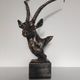 Antelope gazelle bust statue, patinated bronze resin - Safari Decor