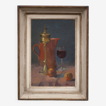 vintage painting, still life painting, signed painting, wall decoration, home decor, oil painting
