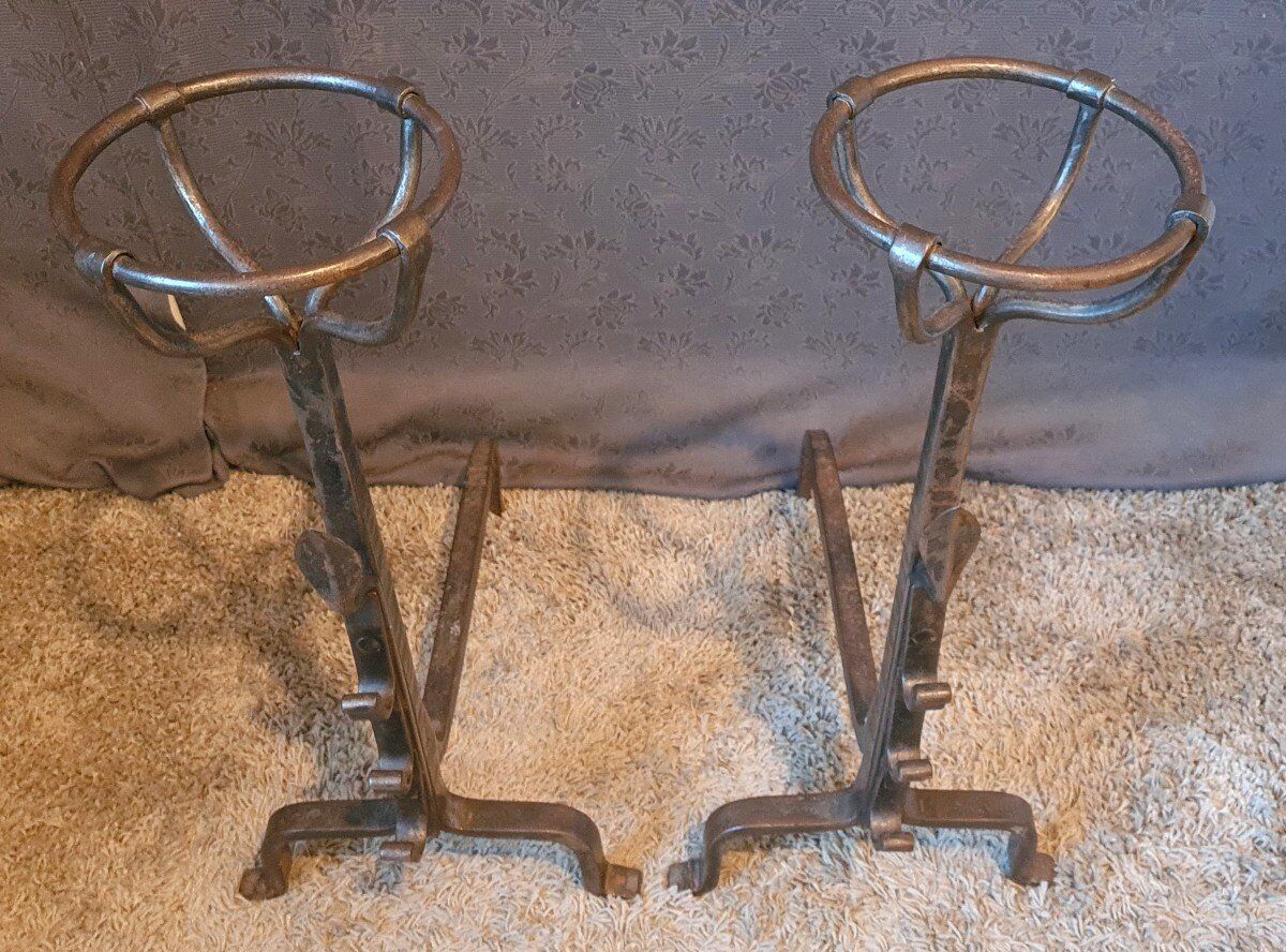 Pair of Landier and Godet fire dogs from the 19th century.