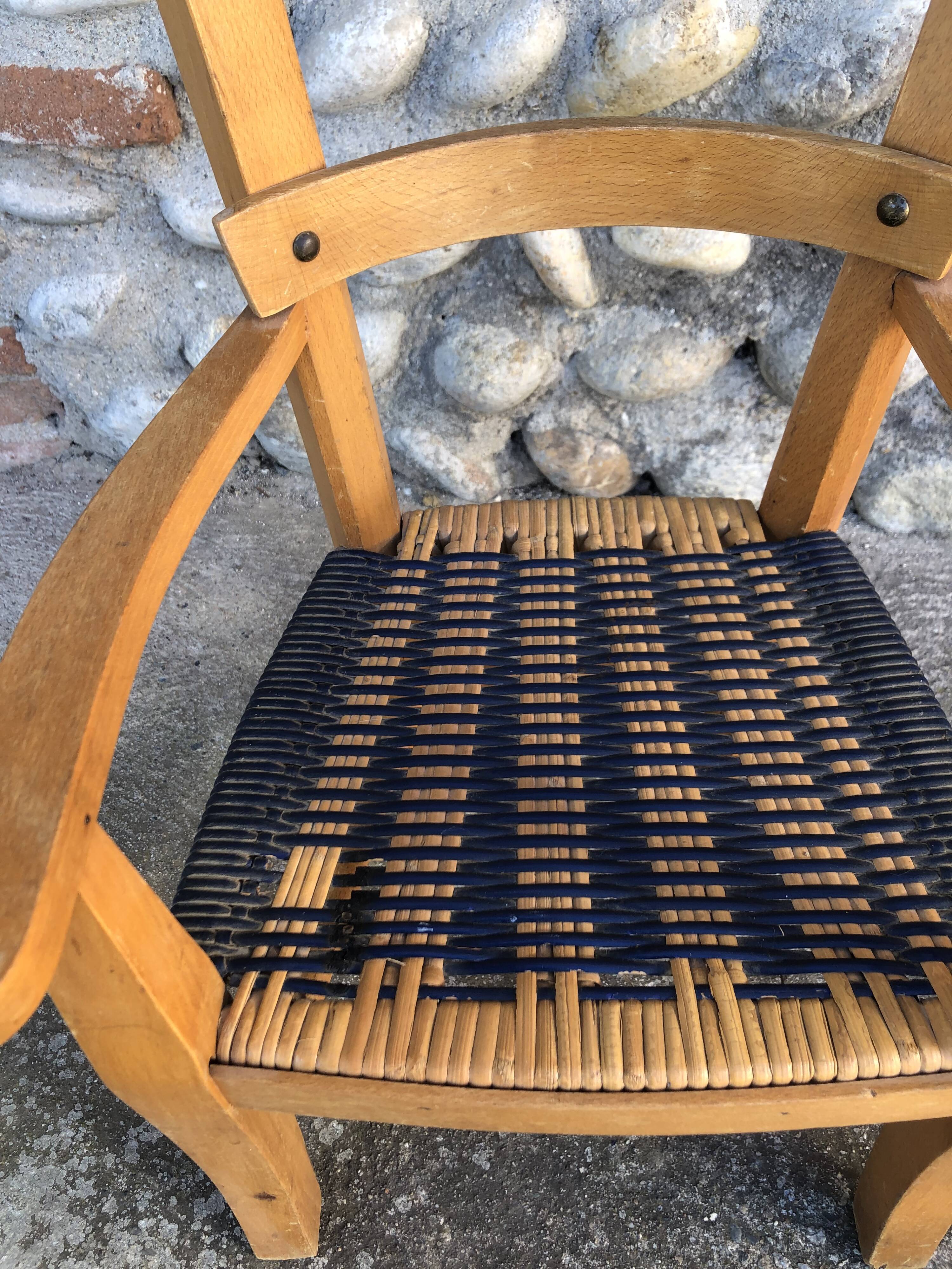 Blue straw children's armchair