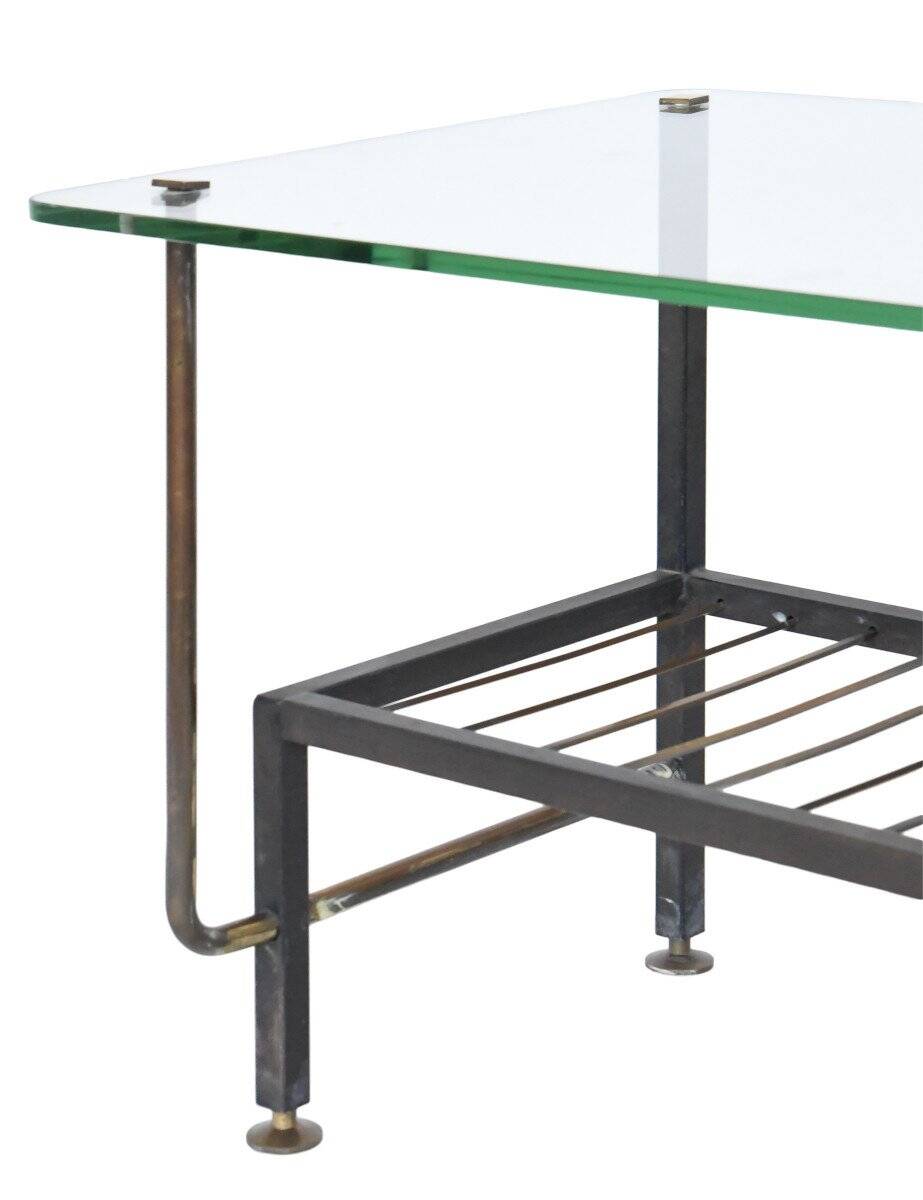 Metal coffee table with glass top