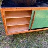 Sideboard with green sliding doors, circa 1950