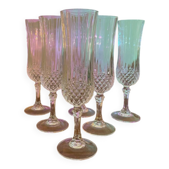 Set of 6 crystal champagne flutes