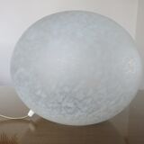 Italian pebble lamp in white speckled glass 80s