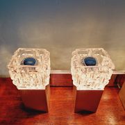 Pair of brushed aluminum and crystal wall lights, 1970s