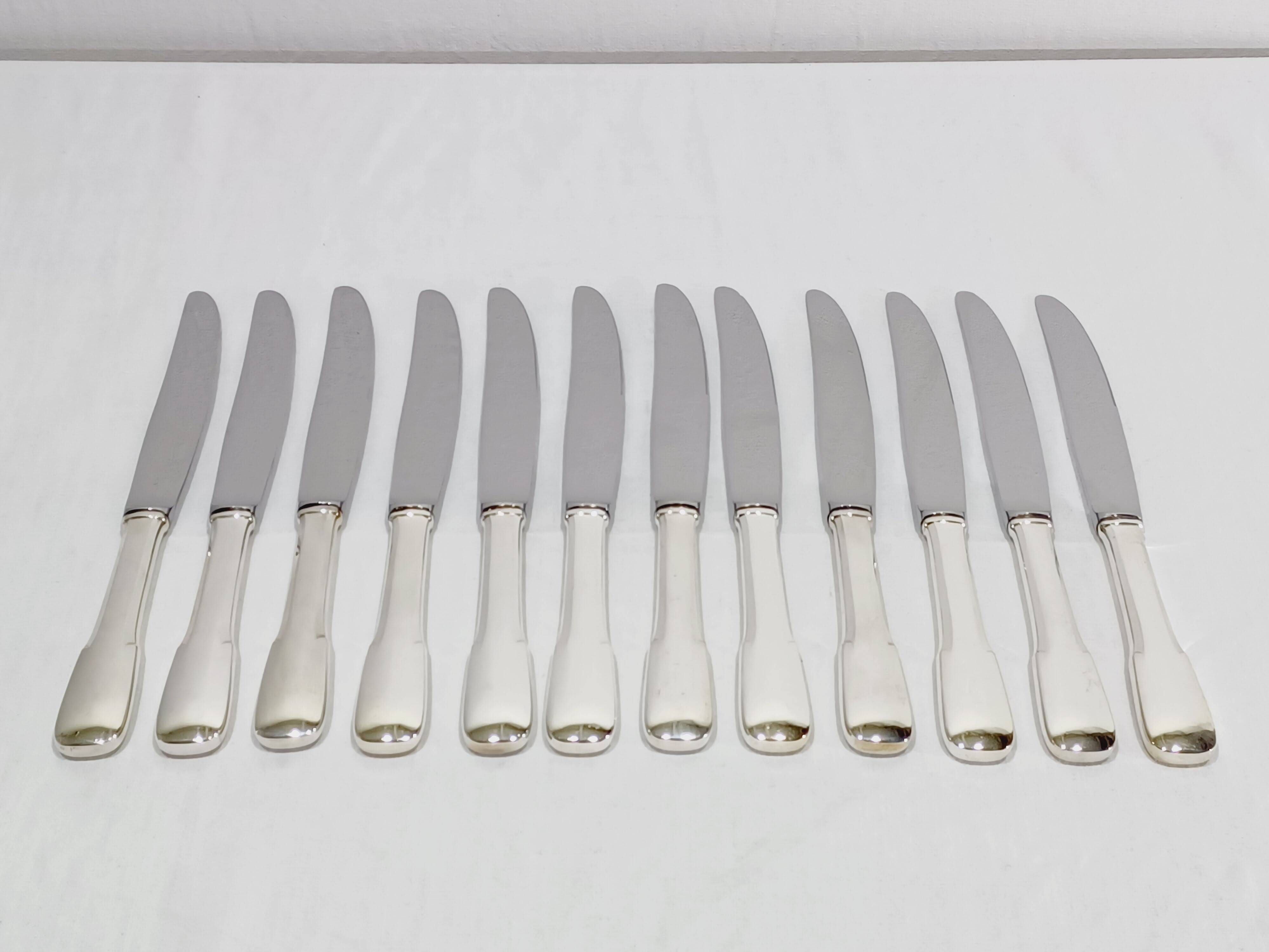 Europ - 12 silver-plated metal knives Uniplat