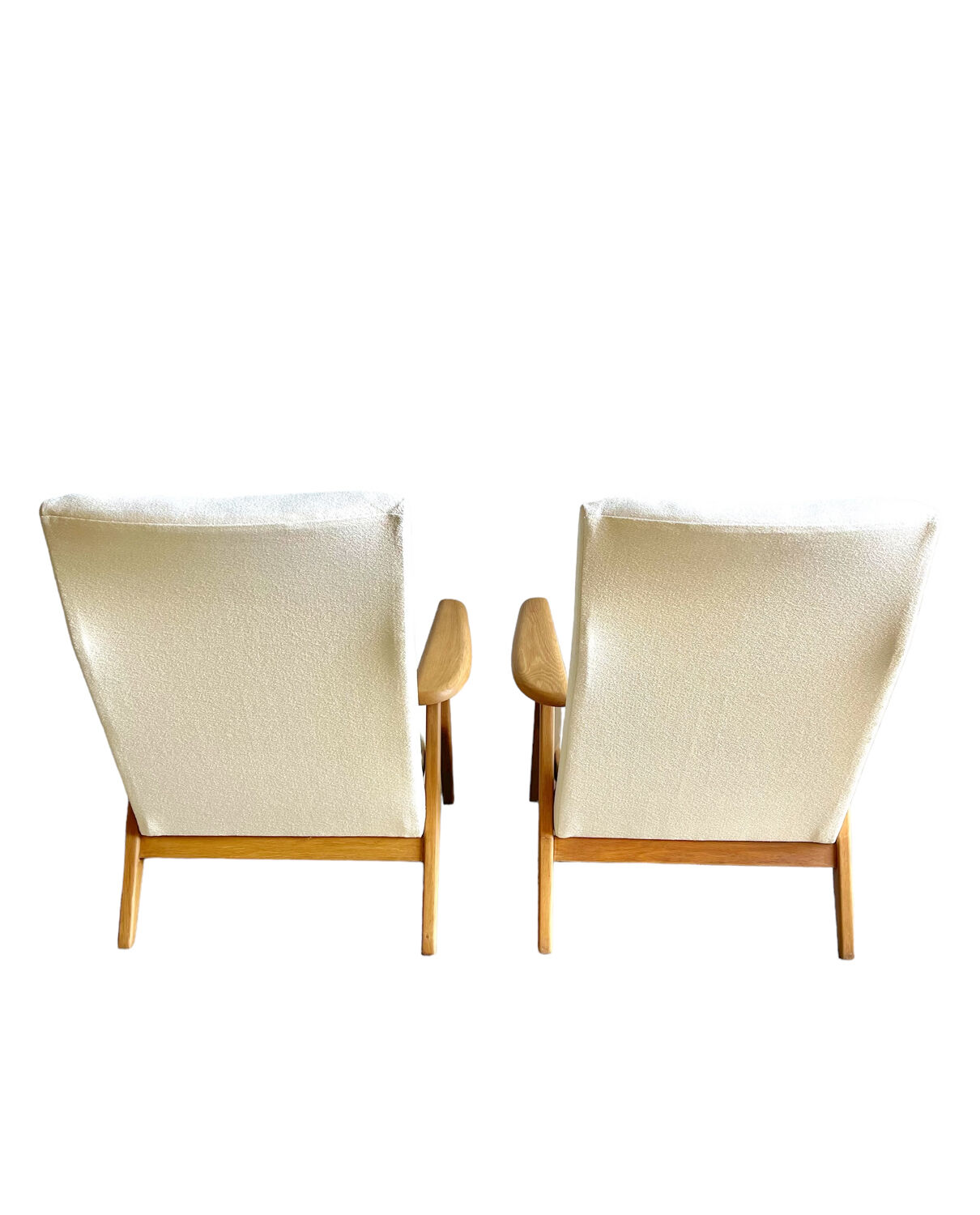 Vintage Scandinavian armchair wood and fabric buckle