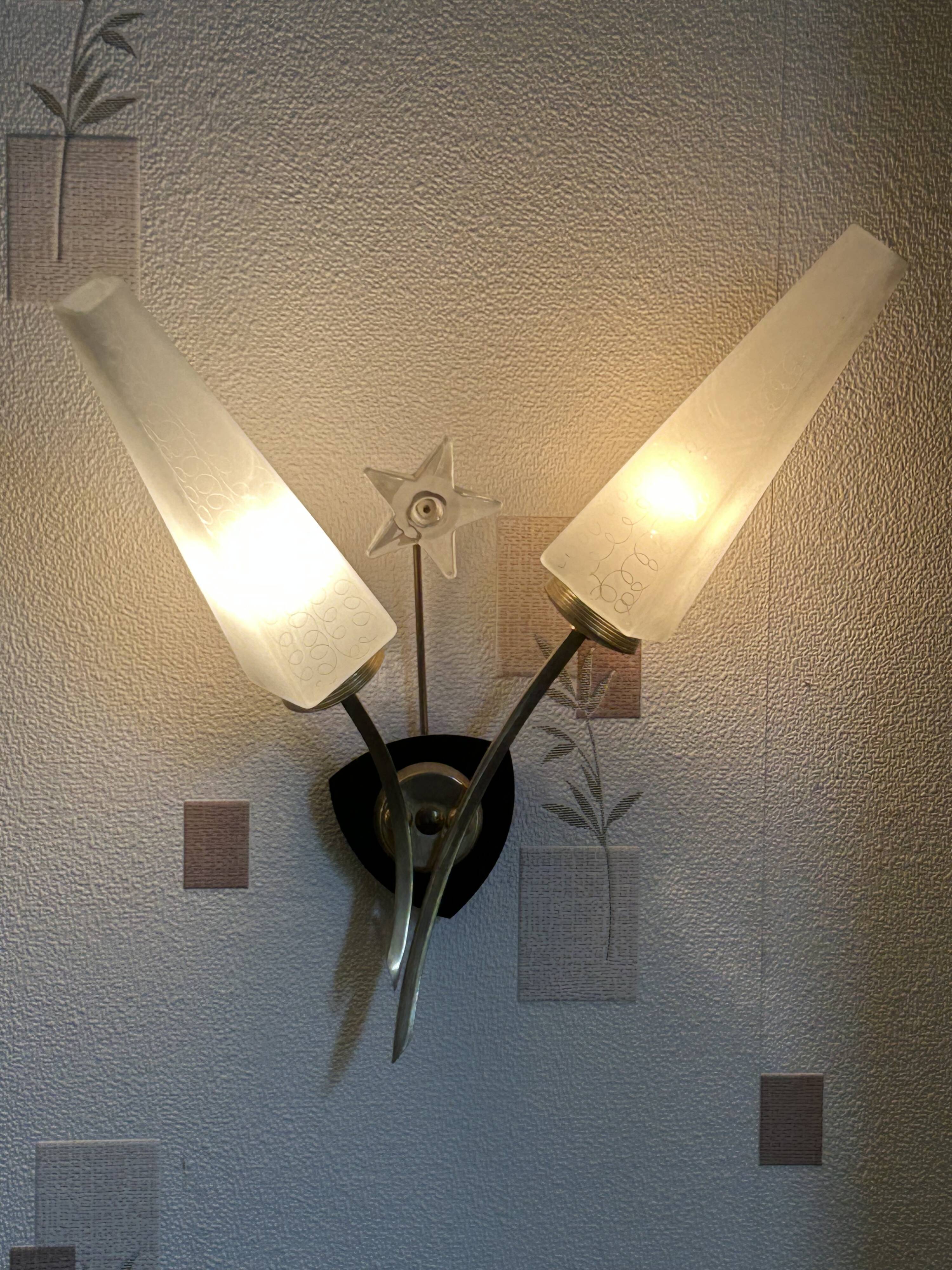 Large Pair of Vintage 70s Wall Lights