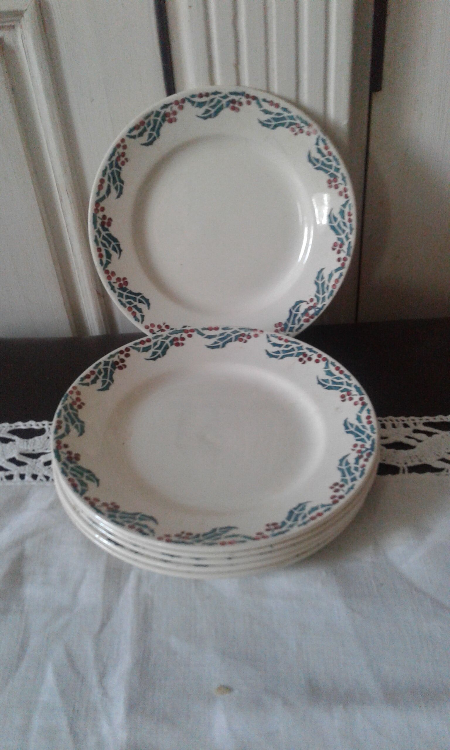 Six dessert plates Houx Digoin Sarreguemines
