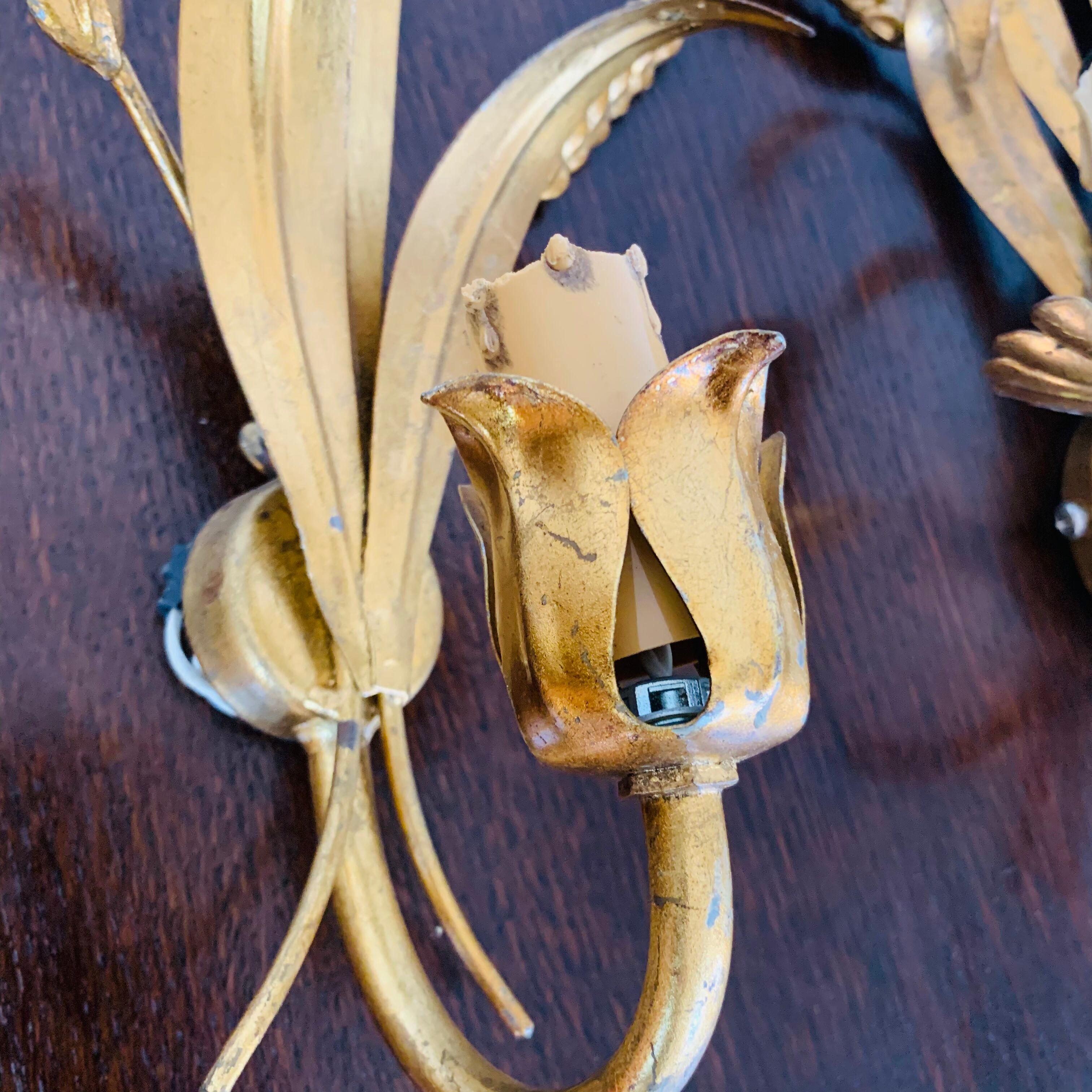 Pair of gilded wall sconces sheaves of wheat