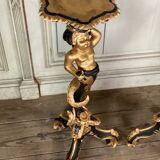 Pair of carved wooden pedestals, black and gold patina circa 1900