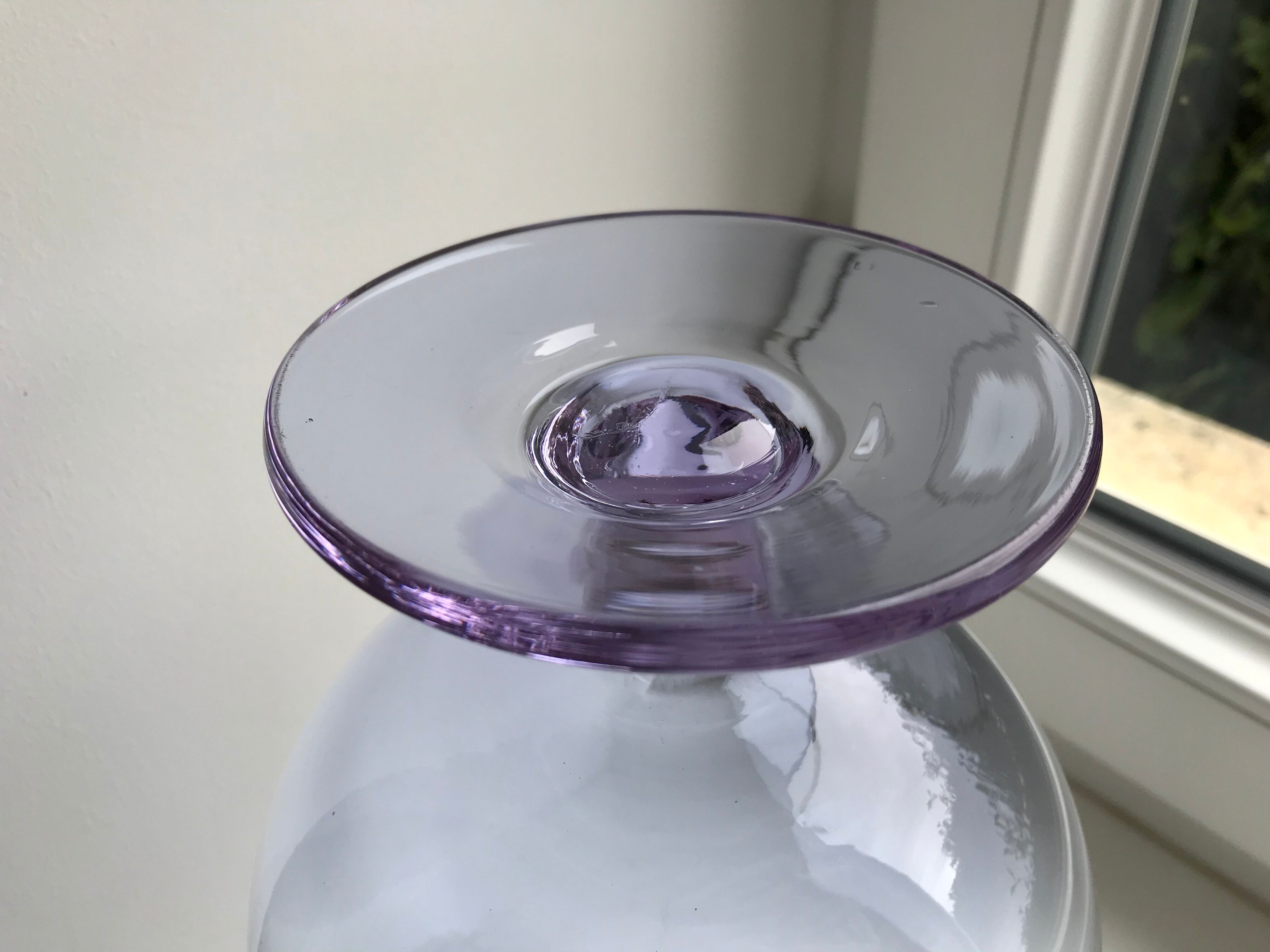 Lilac blown glass vase 70s