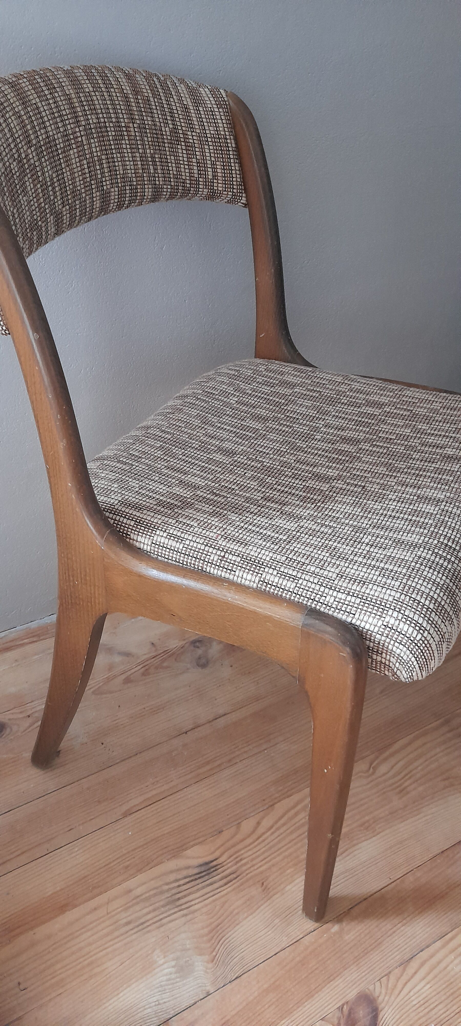 Sled chair by Self - NF14, solid wood and wool fabric, vintage 1960's