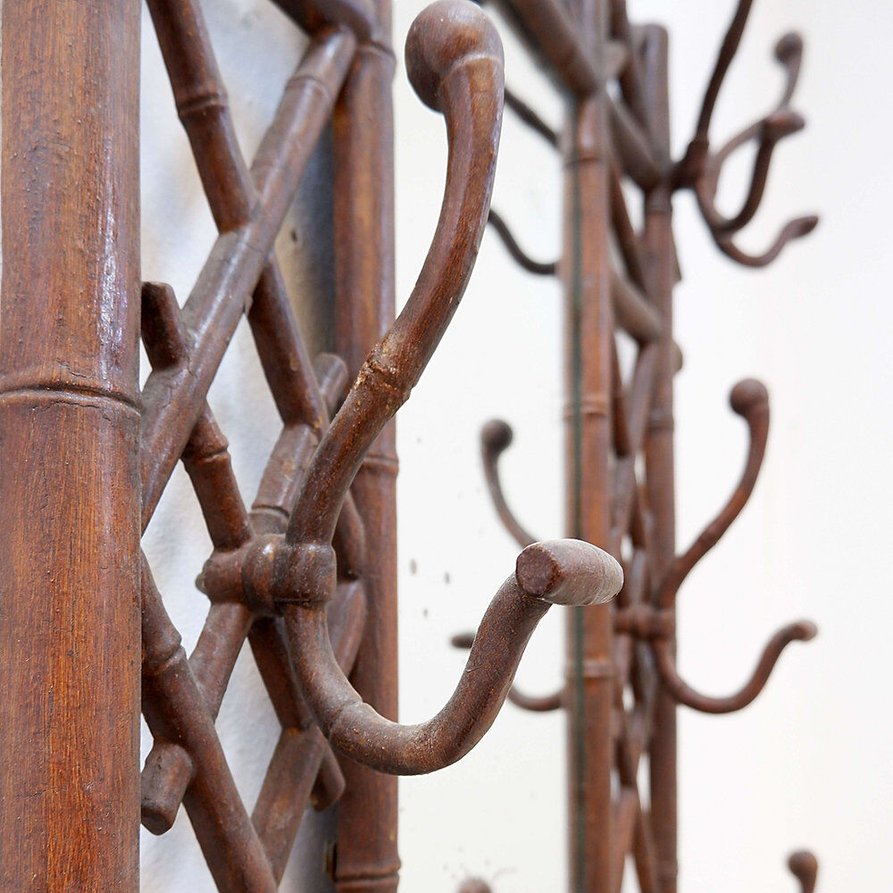 Coat rack or hall tree, 19th century - patinated cast iron imitating bamboo