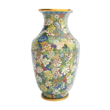 Vase in polychrome partitioned enamels decorated with flowers