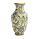 Vase en émaux cloisonnés polychrome à décor de fleurs
